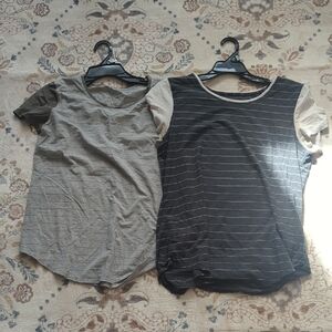 lululemon athletica Gray and Black Short Sleeve Tees